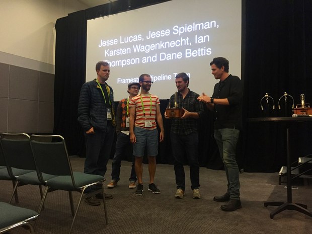 The Framestore Pipeline Team accepting their 2015 Shotgun Pipeline Hero Award