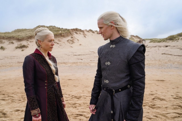 Emma D’Arcy as Princess Rhaenyra Targaryen and Matt Smith as Prince Daemon Targaryen, in HBO’s ‘House of the Dragon,’ coming to HBO and HBO Max in 2022. Photograph by Ollie Upton/HBO.